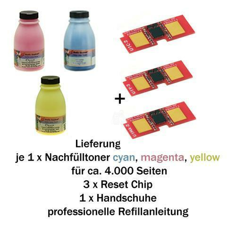 Refill-Set fr HP Color LaserJet 1500, Canon LBP-2410 C/M/Y